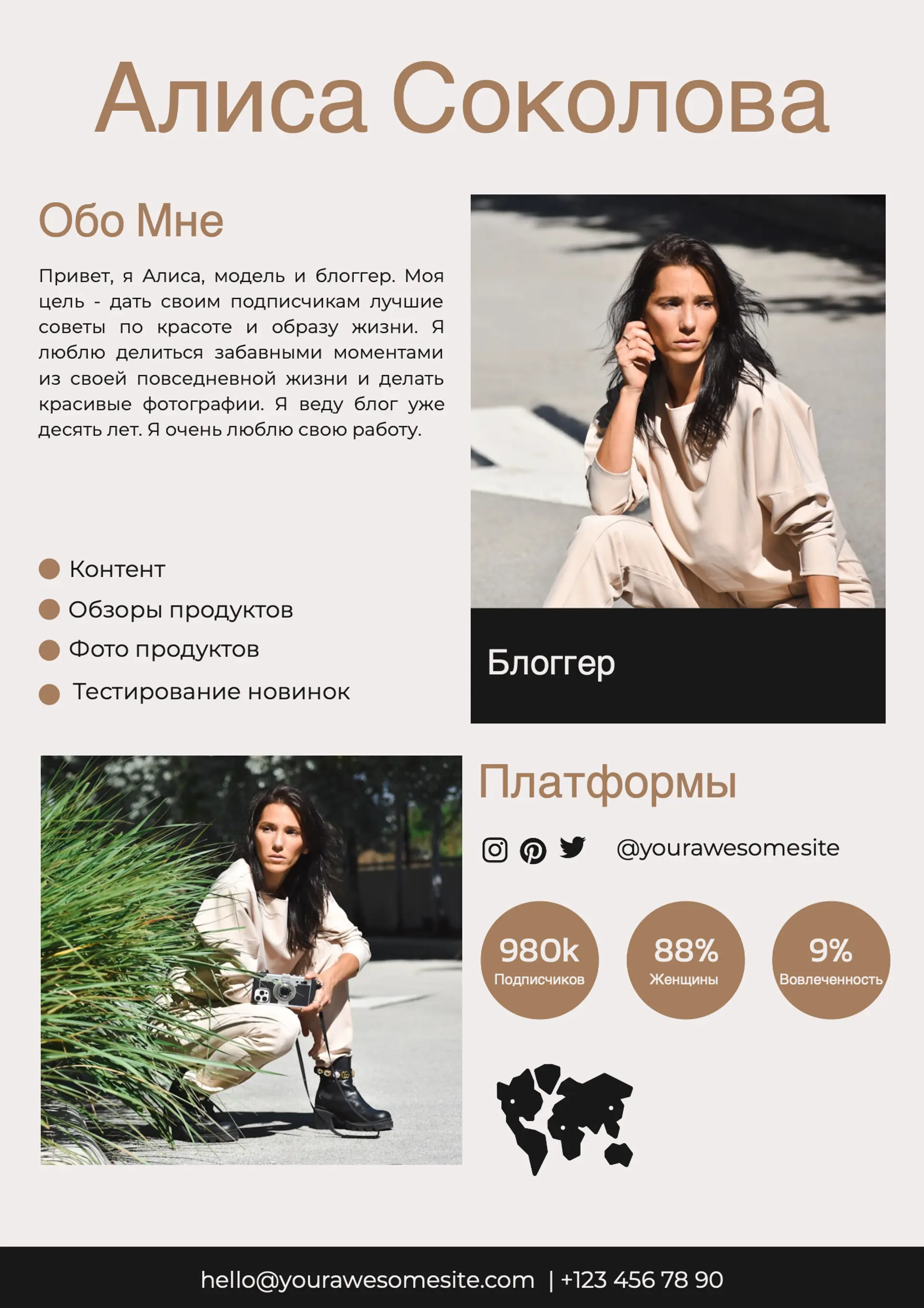 Бежево-черный медиа-кит страница 1