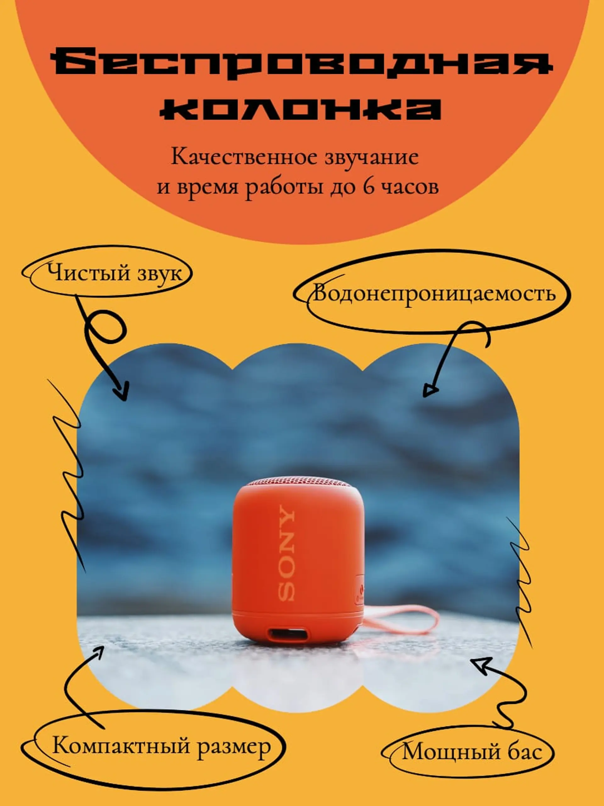 Беспроводная колонка инфографика товара страница 1