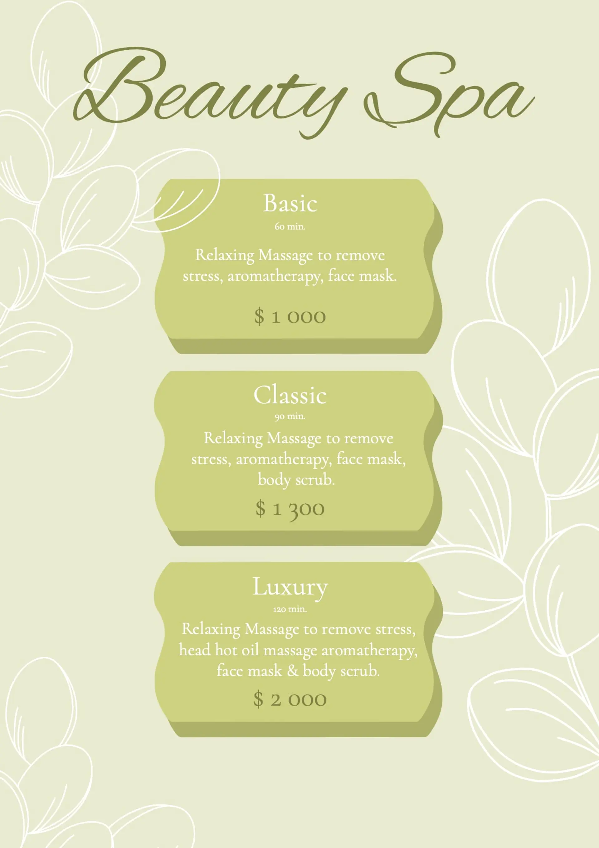 Прайс-лист для SPA программ страница 1